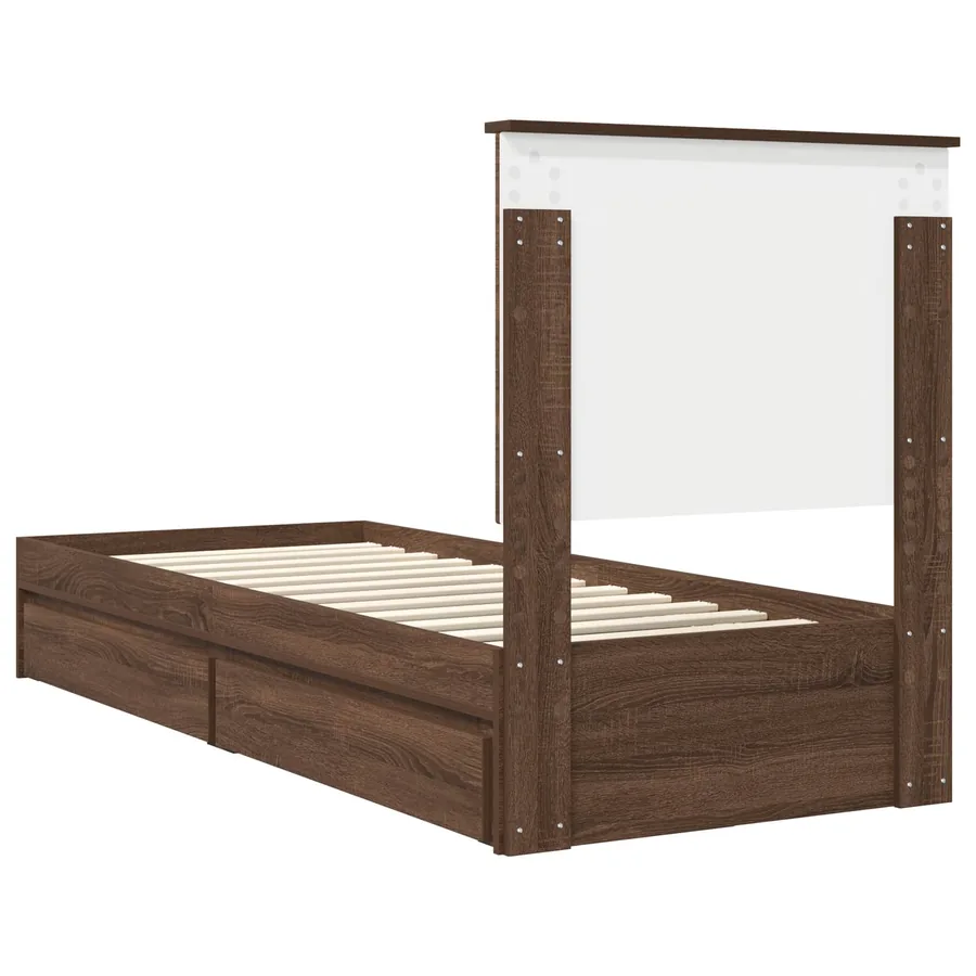 Lit de Rangement Chêne brun 75 x 190 cm Bois d'ingénierie - 10