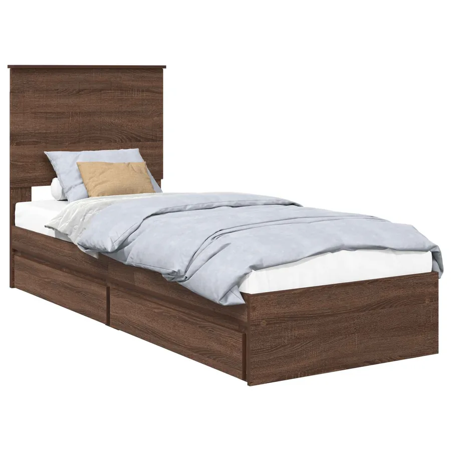 Lit de Rangement Chêne brun 75 x 190 cm Bois d'ingénierie - 2