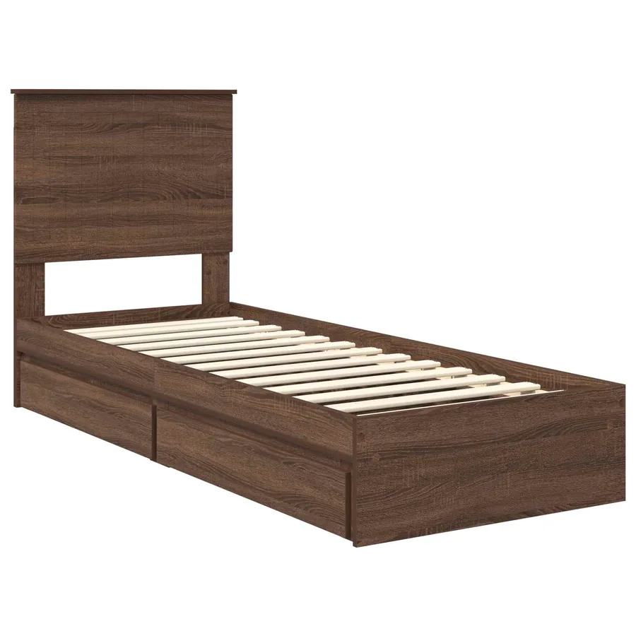Lit de Rangement Chêne brun 75 x 190 cm Bois d'ingénierie - 4