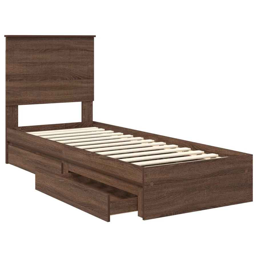 Lit de Rangement Chêne brun 75 x 190 cm Bois d'ingénierie - 5