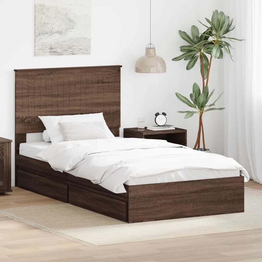 Lit de Rangement Chêne brun 100 x 200 cm Bois d'ingénierie
