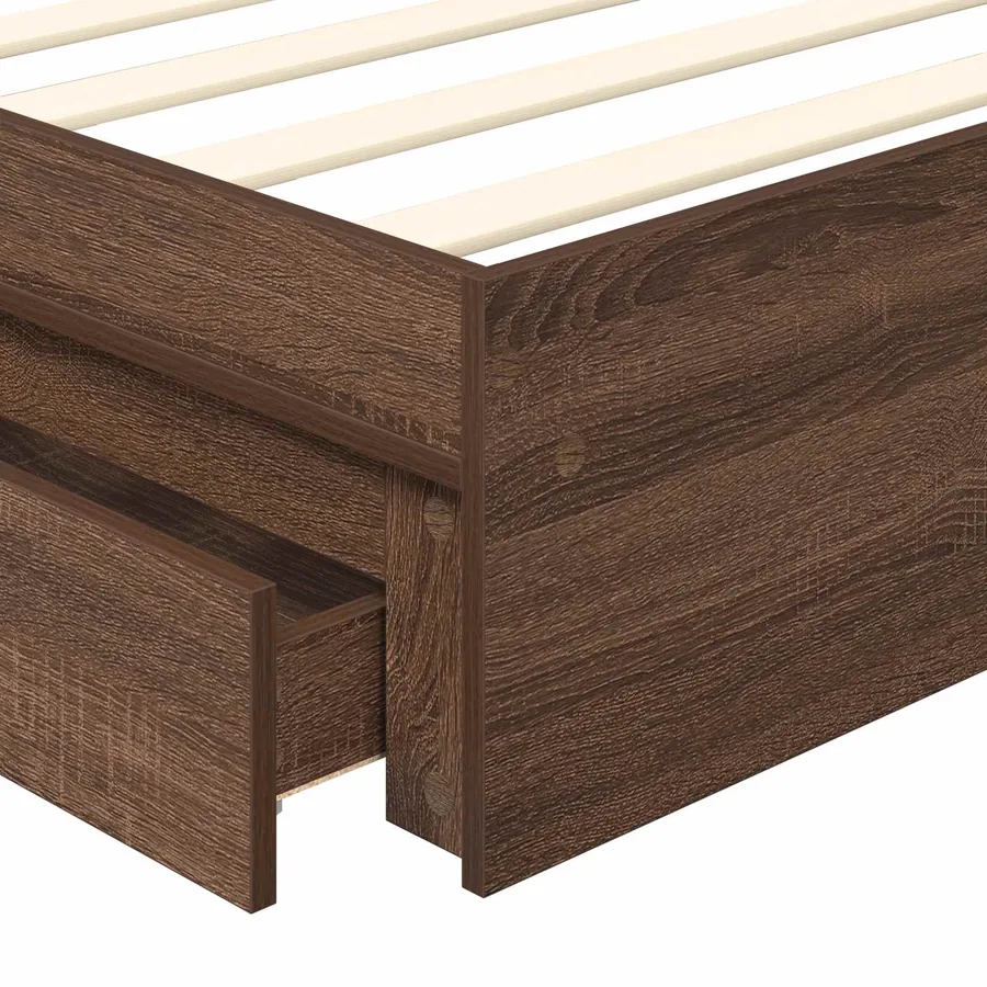Lit de Rangement Chêne brun 100 x 200 cm Bois d'ingénierie - 11