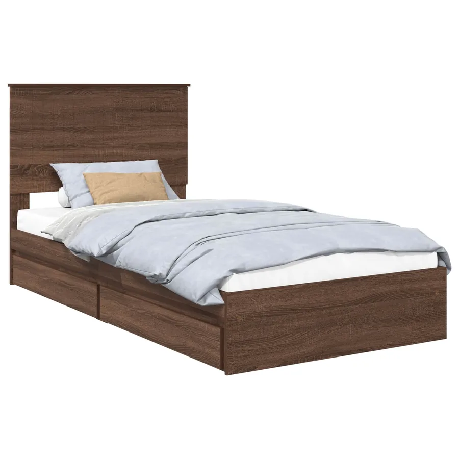 Lit de Rangement Chêne brun 100 x 200 cm Bois d'ingénierie - 2