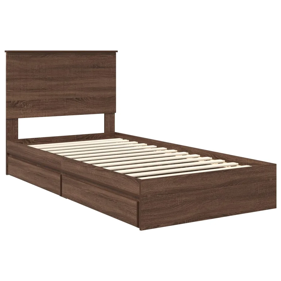 Lit de Rangement Chêne brun 100 x 200 cm Bois d'ingénierie - 4