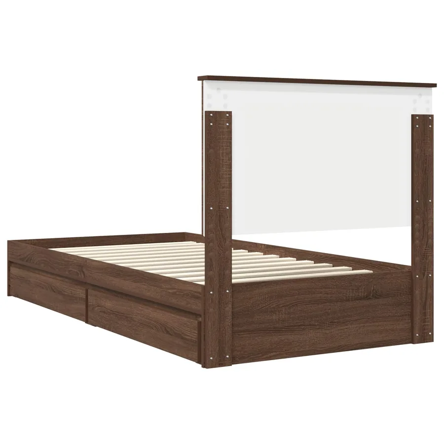 Lit de Rangement Chêne brun 100 x 200 cm Bois d'ingénierie - 8