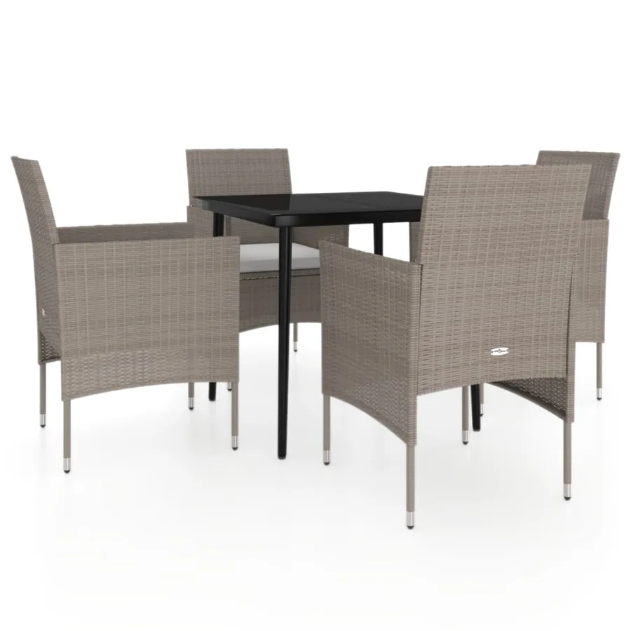Ensemble à manger de jardin coussins 5 pcs Beige/noir - 2
