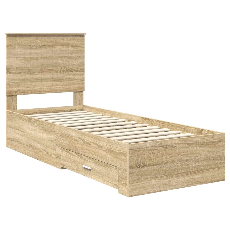 Cadre de lit avec tiroir Sonoma Chêne et Argent 70 x 190 cm - 4