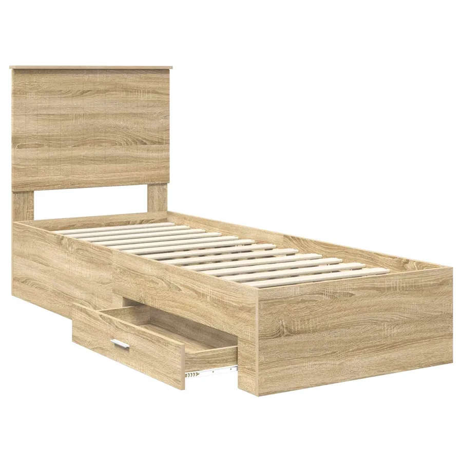 Cadre de lit avec tiroir Sonoma Chêne et Argent 70 x 190 cm - 5