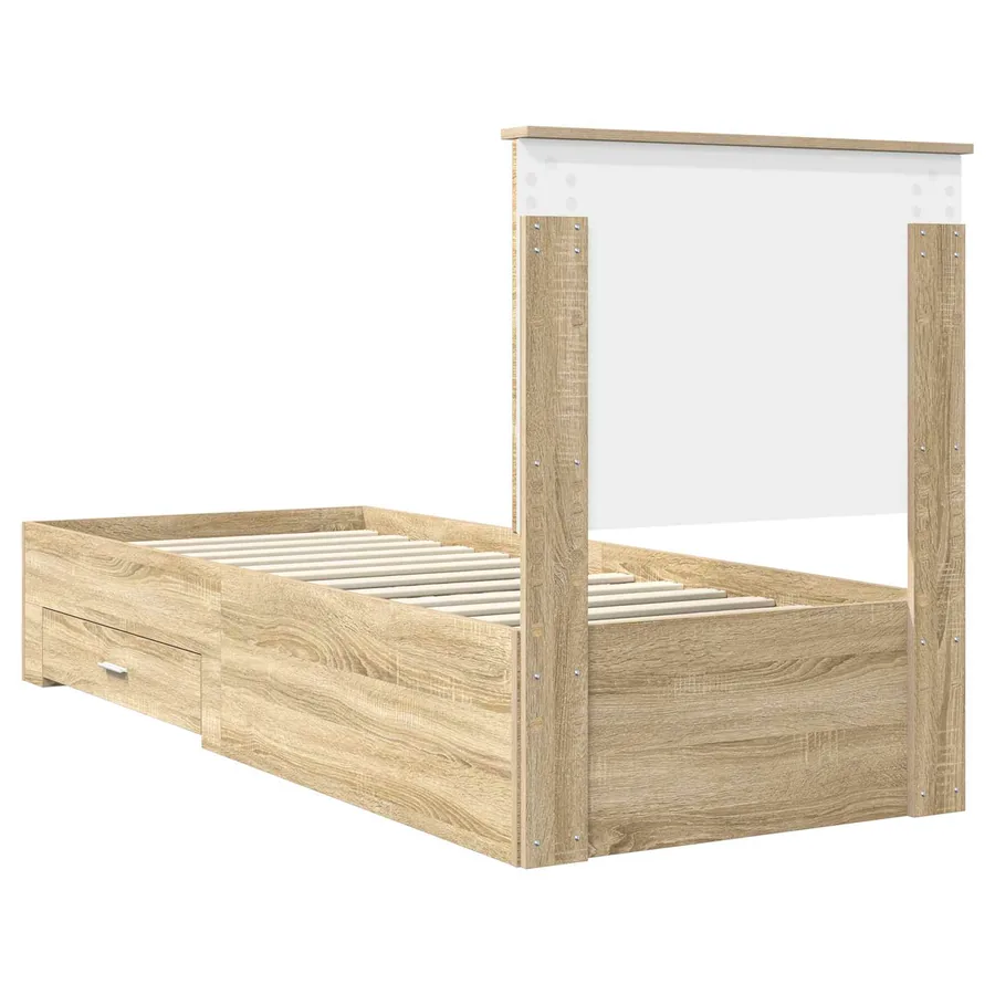 Cadre de lit avec tiroir Sonoma Chêne et Argent 70 x 190 cm - 9