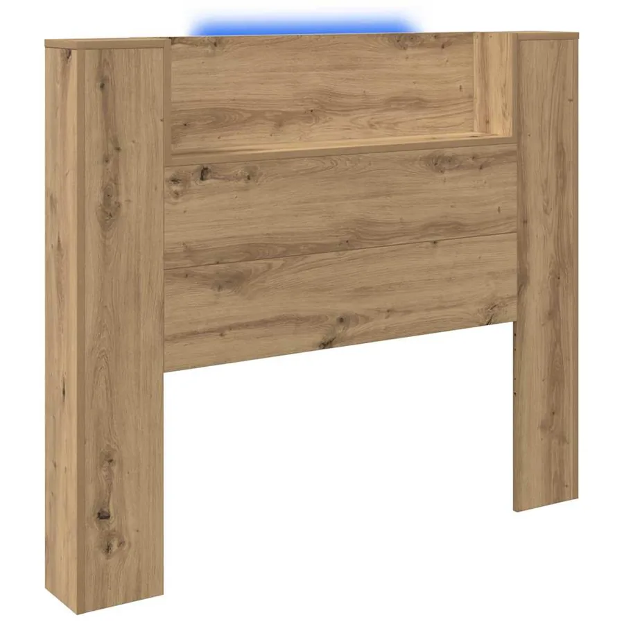 Tête de lit de rangement avec LED Chêne artisanal - 2