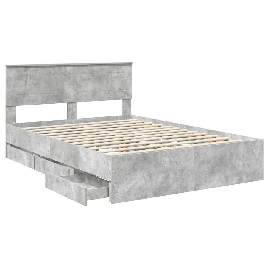 Cadre de lit Gris béton 150 x 200 cm Bois Ingénierie - 5