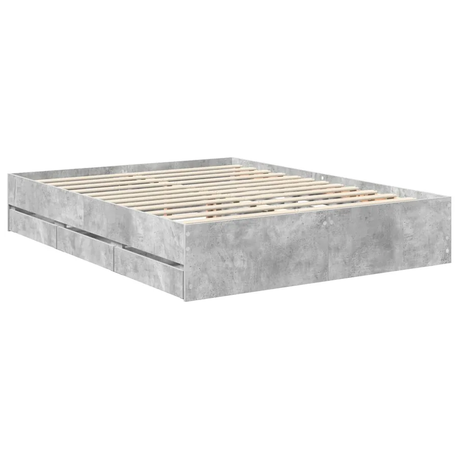 Cadre de lit Gris béton 150 x 200 cm Bois Ingénierie - 6