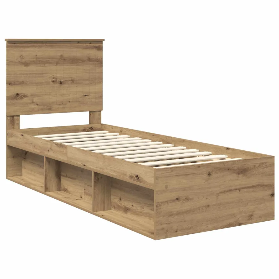 Cadre de lit Chêne artisan 75 x 190 cm Bois de pin massif - 4