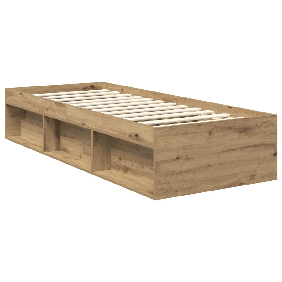 Cadre de lit Chêne artisan 75 x 190 cm Bois de pin massif - 5