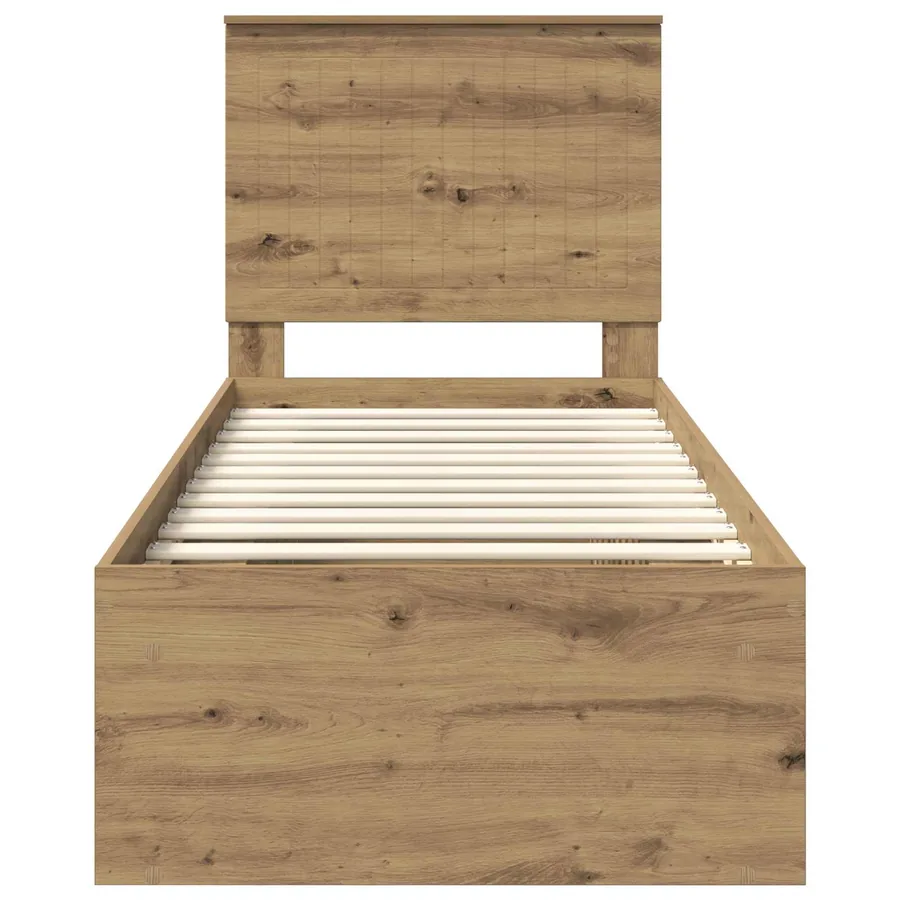 Cadre de lit Chêne artisan 75 x 190 cm Bois de pin massif - 7