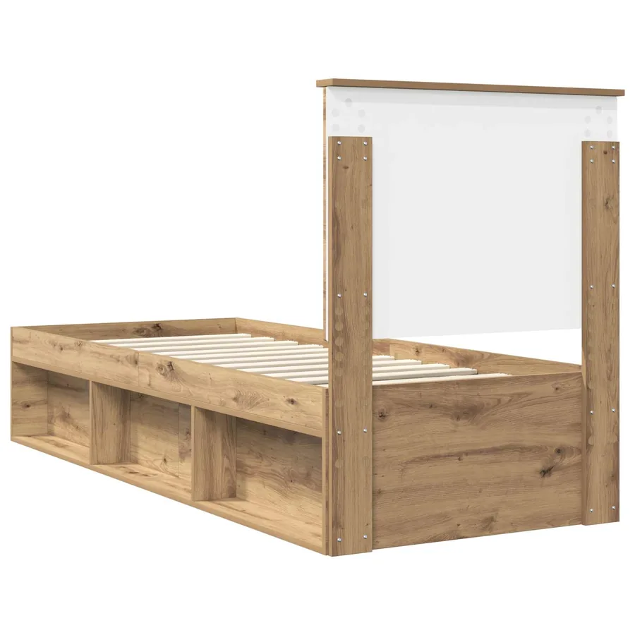 Cadre de lit Chêne artisan 75 x 190 cm Bois de pin massif - 9