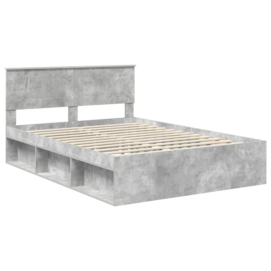 Cadre de lit Gris Béton 150 x 200 cm Bois d'ingénierie - 4