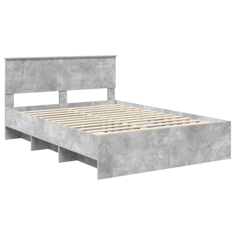Cadre de lit Gris béton 150 x 200 cm Bois d'ingénierie - 4