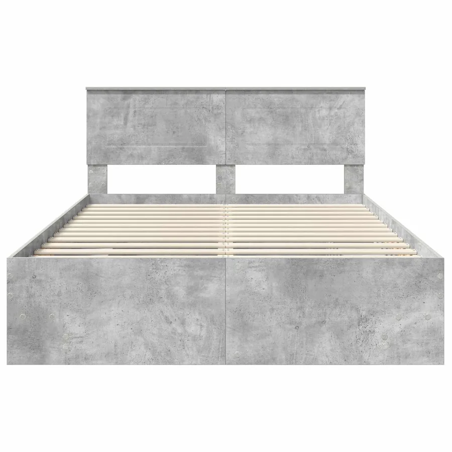 Cadre de lit Gris béton 150 x 200 cm Bois d'ingénierie - 7