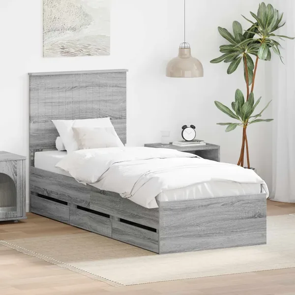 Cadre de lit Gris Sonoma 75 x 190 cm Bois Ingénierie