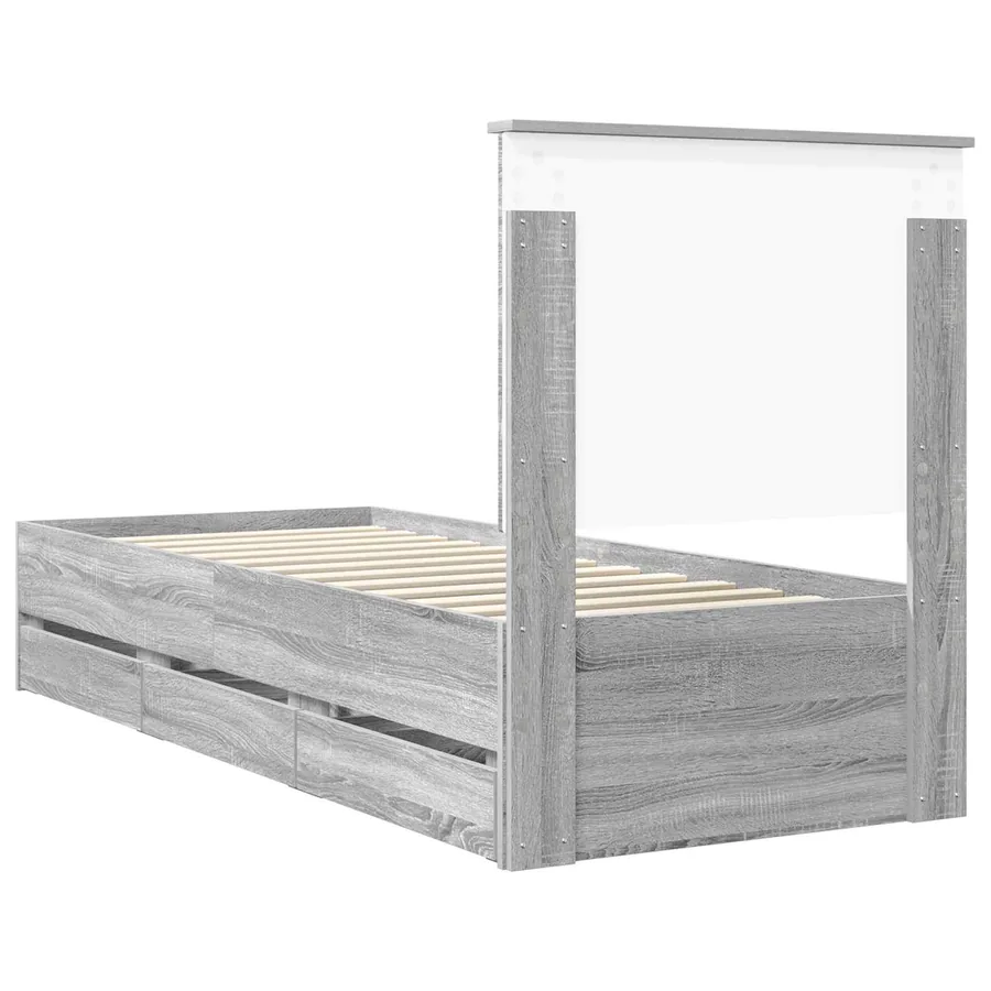 Cadre de lit Gris Sonoma 75 x 190 cm Bois Ingénierie - 10