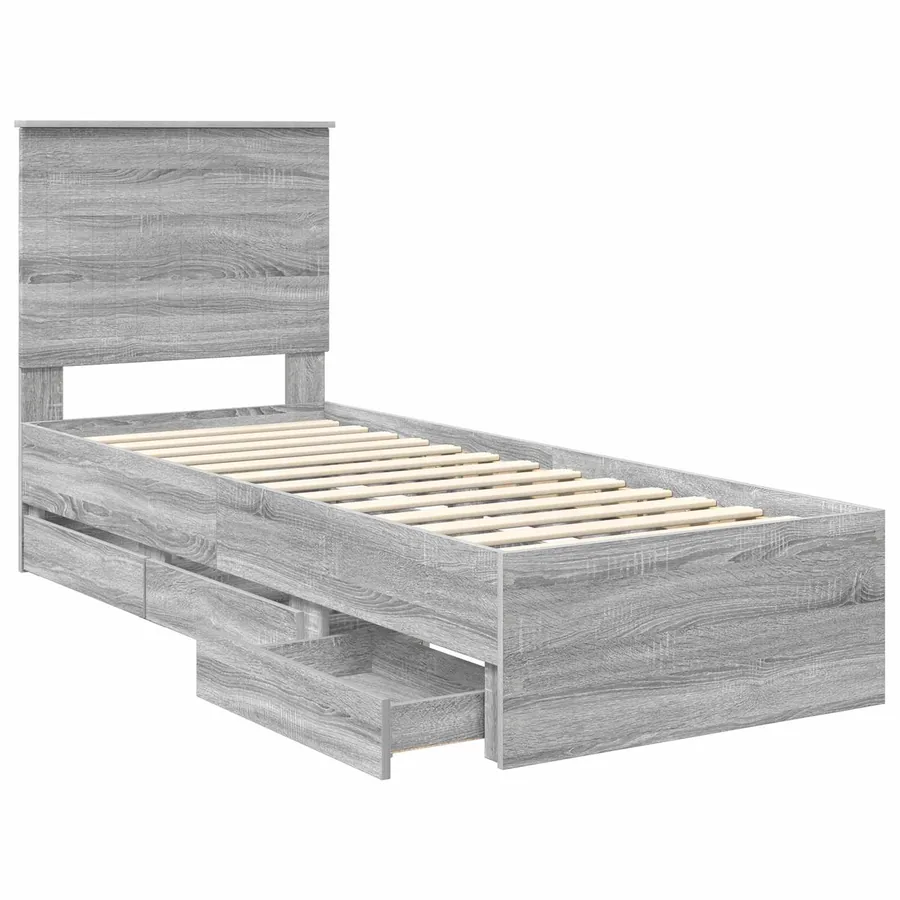 Cadre de lit Gris Sonoma 75 x 190 cm Bois Ingénierie - 5