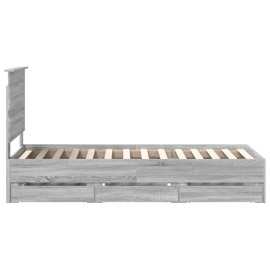 Cadre de lit Gris Sonoma 75 x 190 cm Bois Ingénierie - 9