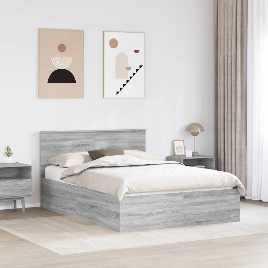 Cadre de lit Gris Sonoma 150 x 200 cm Bois d'ingénierie - 3