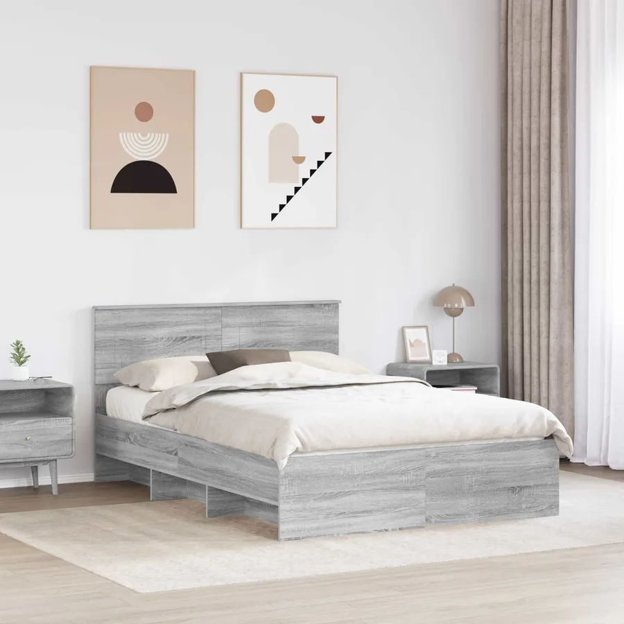 Cadre de lit Gris Sonoma 150 x 200 cm Bois d'ingénierie - 3