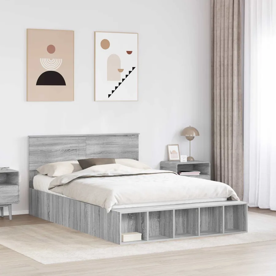 Cadre de lit Gris Sonoma 150 x 200 cm Bois d'ingénierie - 3