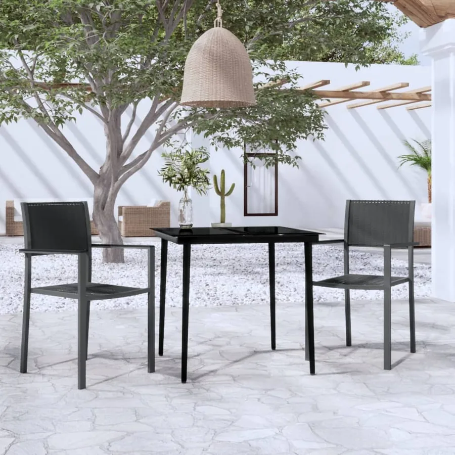 Ensemble à manger de jardin 3 pcs Noir