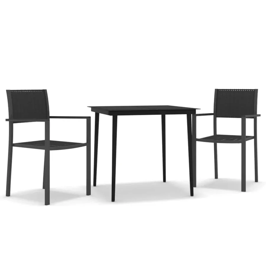 Ensemble à manger de jardin 3 pcs Noir - 2