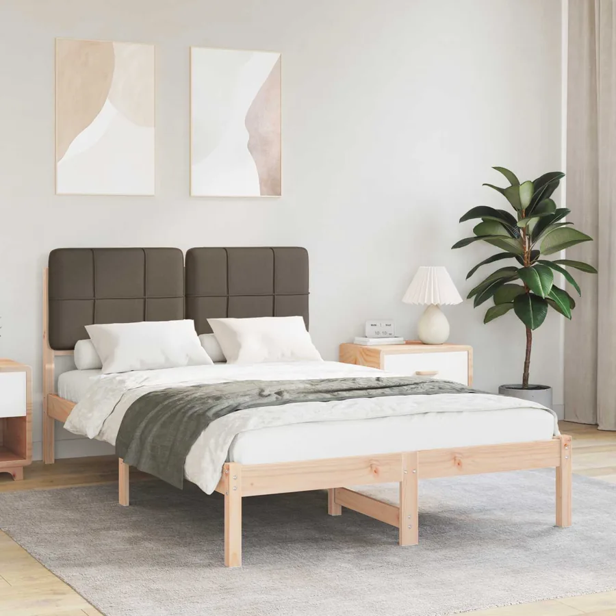 Cadre de lit avec tête de lit rembourrée Taupe 120 x 200 cm