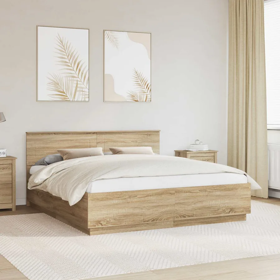 Cadre de lit Chêne Sonoma 200 x 200 cm Bois d'ingénierie