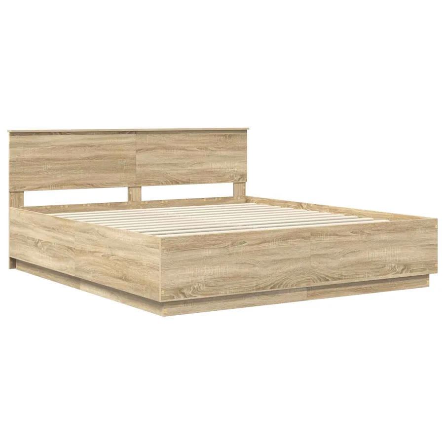 Cadre de lit Chêne Sonoma 200 x 200 cm Bois d'ingénierie - 5
