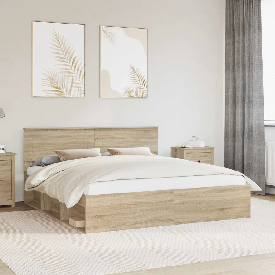 Cadre de lit Sonoma 200 x 200 cm Bois d'ingénierie