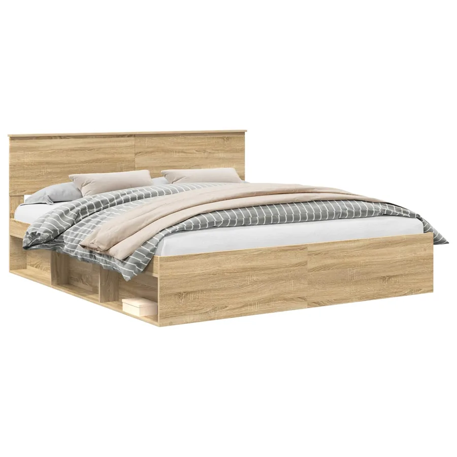 Cadre de lit Sonoma 200 x 200 cm Bois d'ingénierie - 2