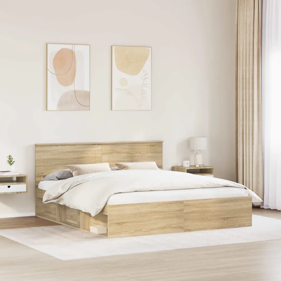 Cadre de lit Sonoma 200 x 200 cm Bois d'ingénierie - 3