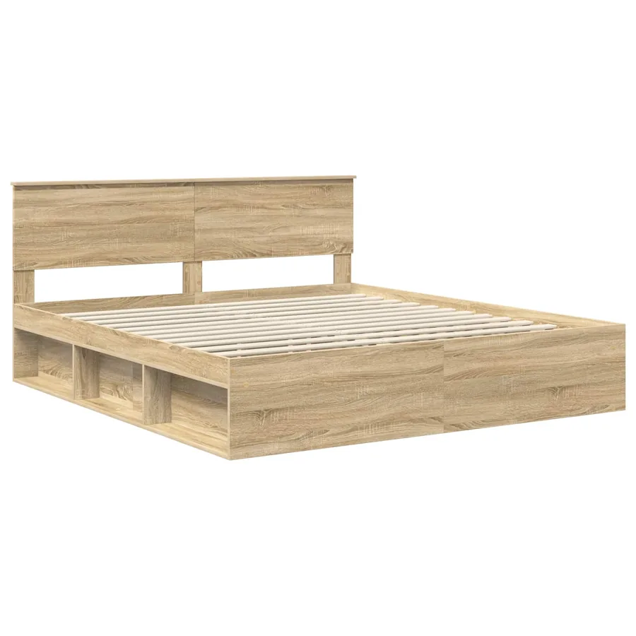 Cadre de lit Sonoma 200 x 200 cm Bois d'ingénierie - 4