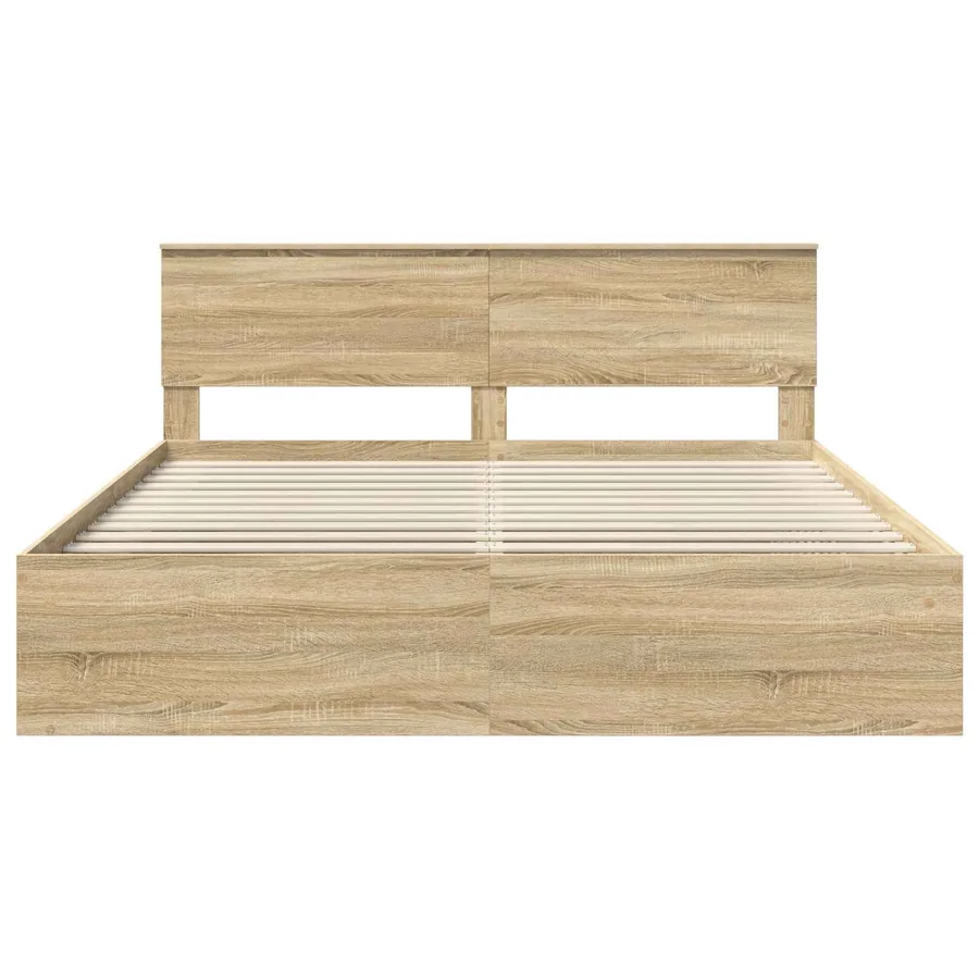 Cadre de lit Sonoma 200 x 200 cm Bois d'ingénierie - 7