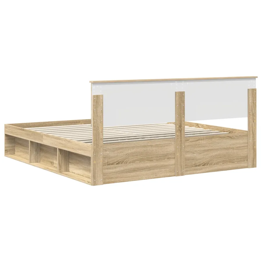 Cadre de lit Sonoma 200 x 200 cm Bois d'ingénierie - 9