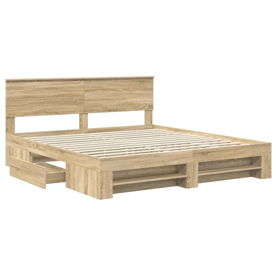 Cadre de lit Chêne Sonoma 200 x 200 cm Bois d'ingénierie - 5