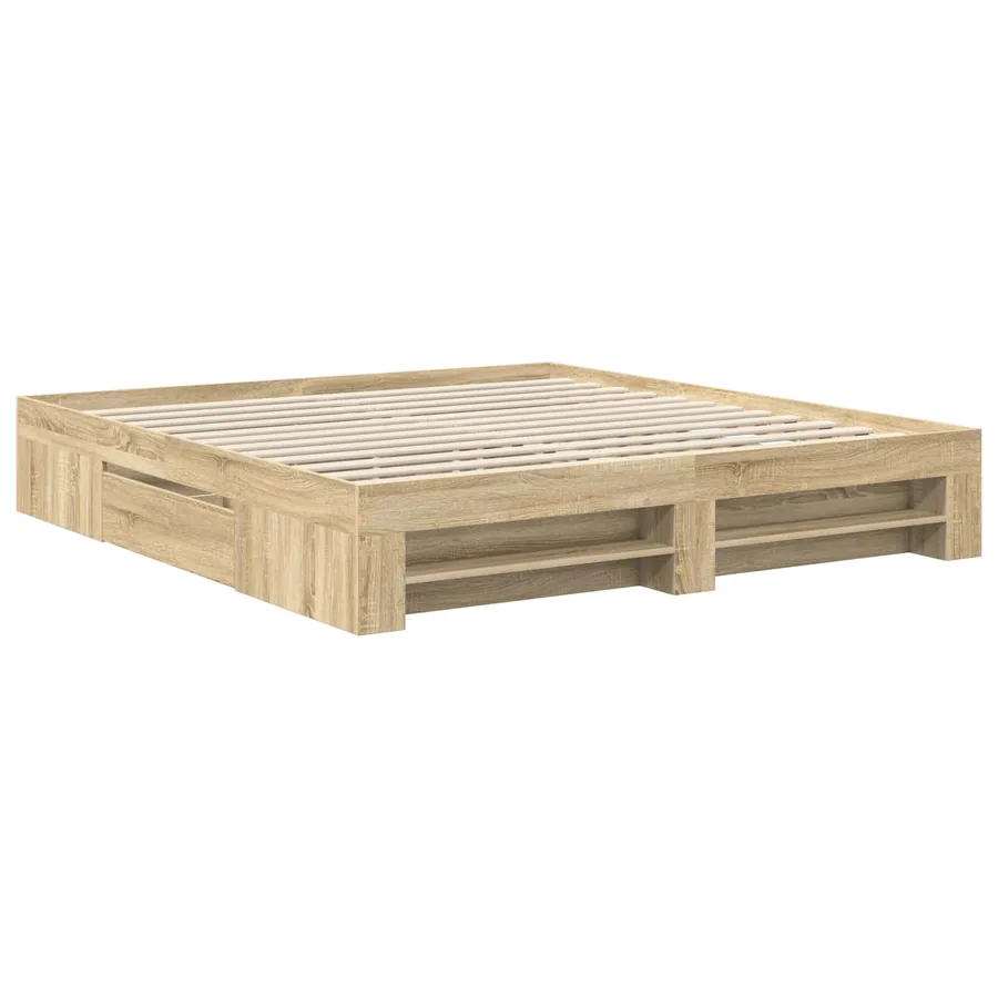 Cadre de lit Chêne Sonoma 200 x 200 cm Bois d'ingénierie - 6
