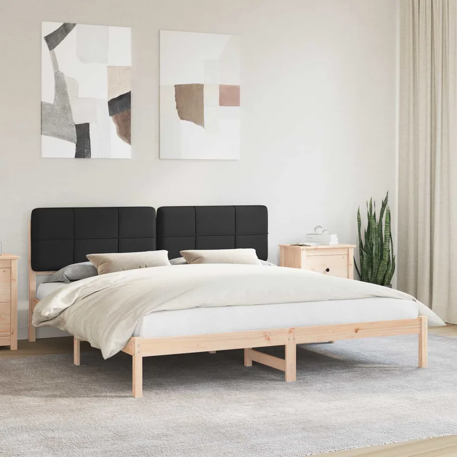 Cadre de lit avec tête de lit rembourrée Noir 180 x 200 cm