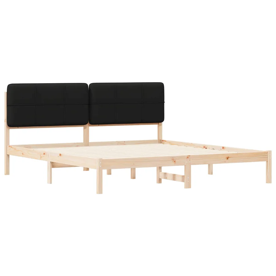 Cadre de lit avec tête de lit rembourrée Noir 180 x 200 cm - 4
