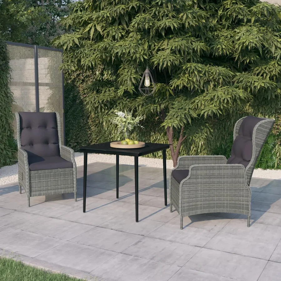 Ensemble à manger de jardin 3 pcs Gris clair