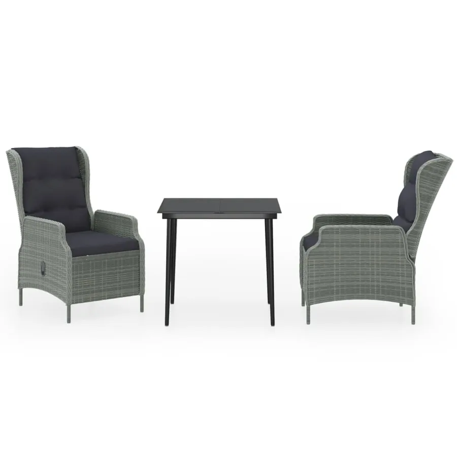 Ensemble à manger de jardin 3 pcs Gris clair - 2