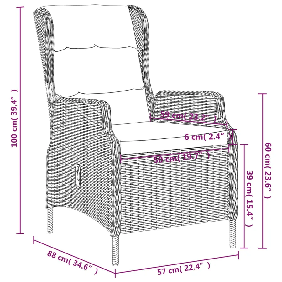 Ensemble à manger de jardin 3 pcs Gris clair - 7