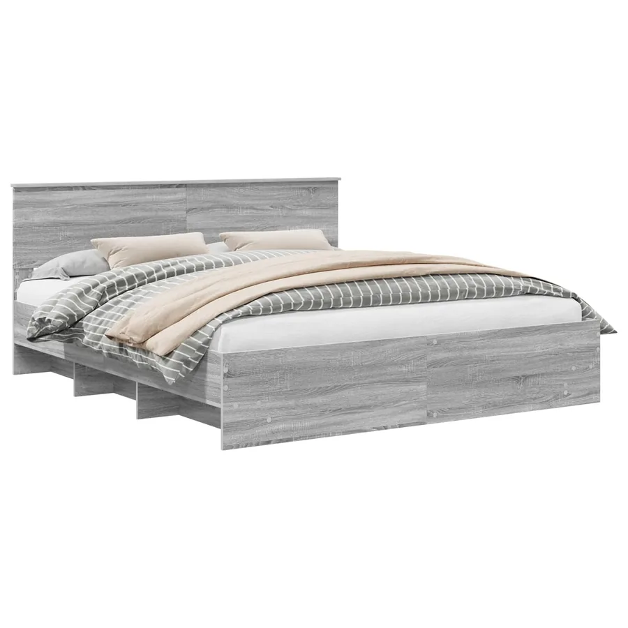Cadre de lit Gris Sonoma 200 x 200 cm Bois d'ingénierie - 2