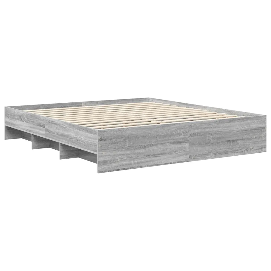 Cadre de lit Gris Sonoma 200 x 200 cm Bois d'ingénierie - 5